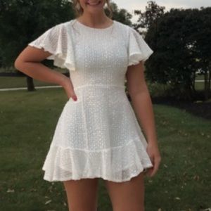 Angel Sleeve White Mini Dress